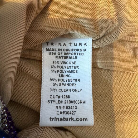 Trina Turk Wide-leg Eden Pants Size Small Orange Multi Metallic Knit Summer Chic - Picture 8 of 12